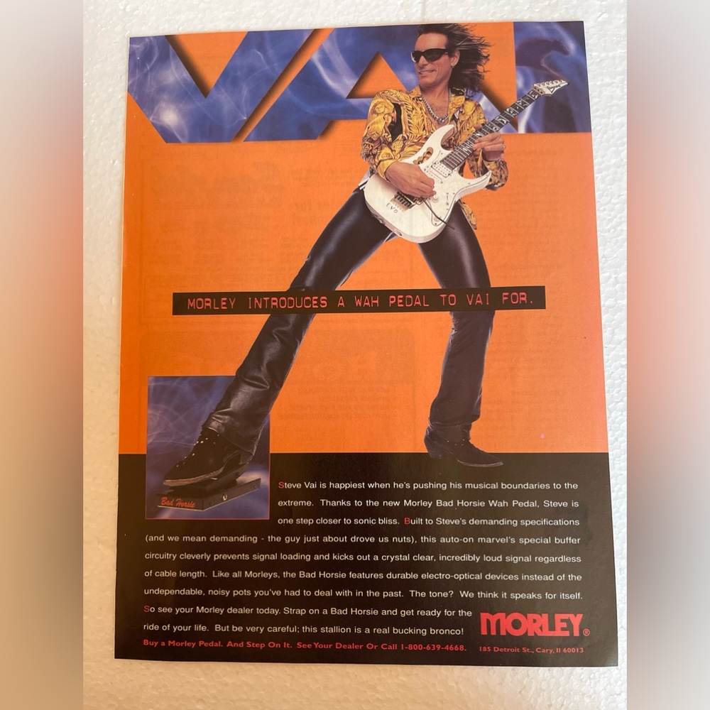 Morley Wah Pedal Ad with Steve Vai